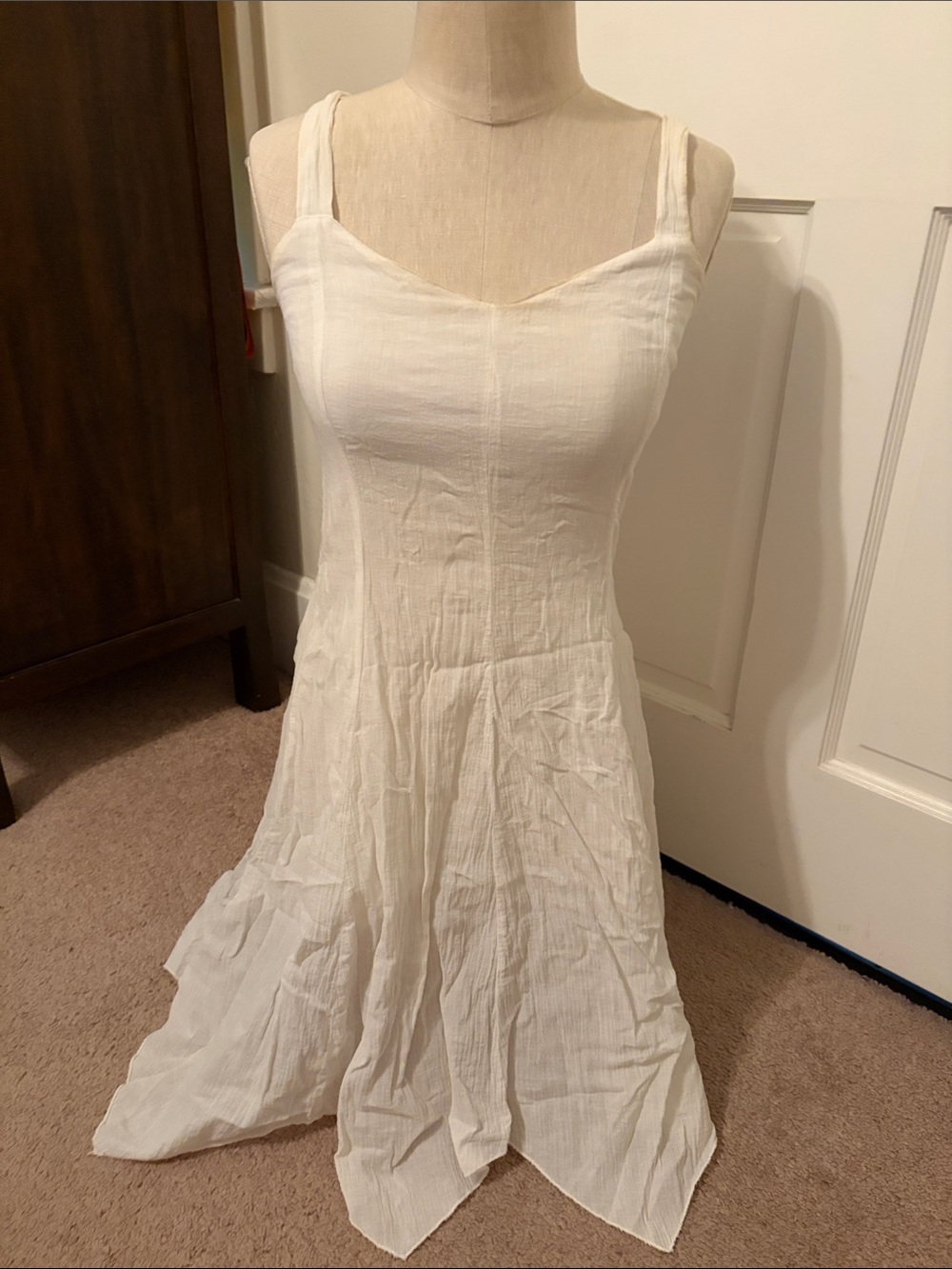 White Smocked Bodice Sundress with Straps